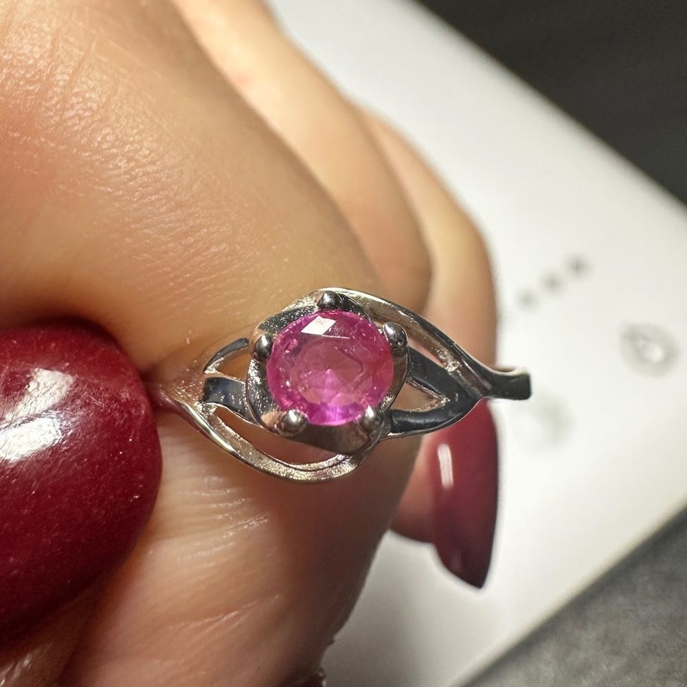 Genuine .25ct pink oval cut ruby solitaire in solid sterling silver!